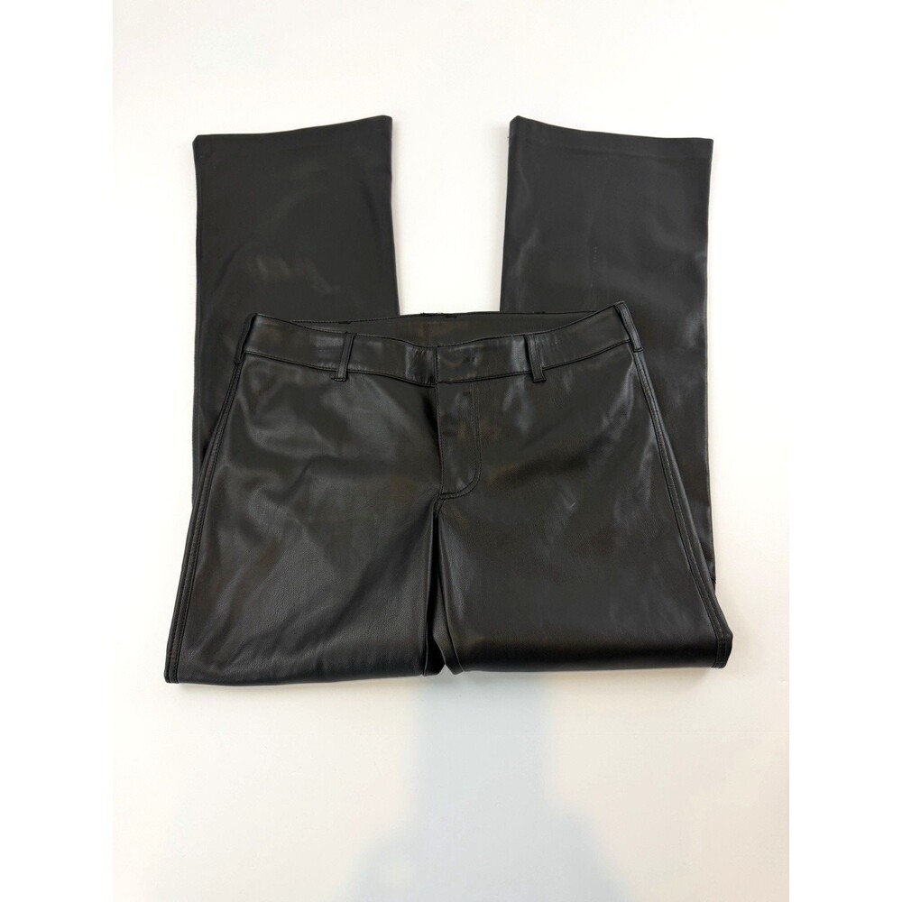 Free People Black Faux Leather Pants Womens Small High Rise Vegan Leather 32x30